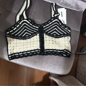 Jason Wu Black and Cream Crochet Top